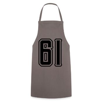 Symbole numérique 61 - Tablier de cuisine - gris - Devant - AI Model Male 185 dark (185cm)