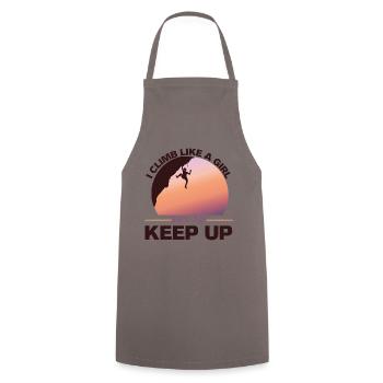 I Climb Like A Girl Rock Climbing Girl - Cooking Apron - grey - Front - AI Model Male 185 dark (185cm)