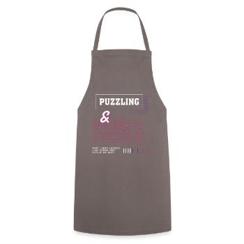 Puzzling and Music Notes Musician Clef Puzzle - Cooking Apron - grey - Front - AI Model Male 185 dark (185cm)