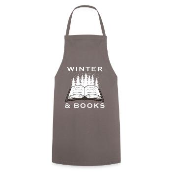 Cozy Winter Days Book Reading Literature Snow - Cooking Apron - grey - Front - AI Model Male 185 dark (185cm)