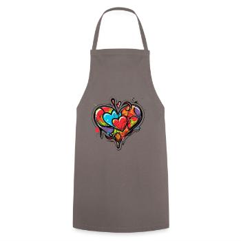 Herz graffiti - Kochschürze - Grau - Vorne - AI Model Male 185 dark (185cm)