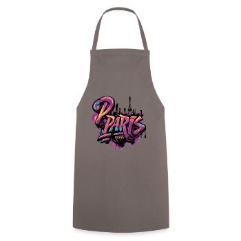 Paris, France, Tour Eiffel - Tablier de cuisine - gris - Devant - AI Model Male 185 dark (185cm)