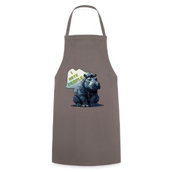 Je déteste les gens - Nilpferd flusspferd - Je n’aime pas - Tablier de cuisine - gris - Devant - AI Model Male 185 dark (185cm)