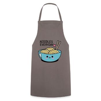Noodles every day - sweet and kawaii noodles - Cooking Apron - grey - Front - AI Model Male 185 dark (185cm)