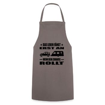 Camping - Kochschürze - Grau - Vorne - AI Model Male 185 dark (185cm)
