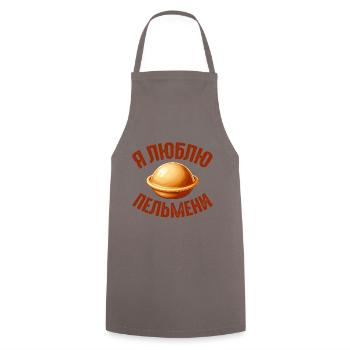 J’aime Pelmeni disant en russe drôle - Tablier de cuisine - gris - Devant - AI Model Male 185 dark (185cm)