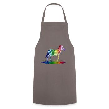 Regenbogen Zebra - Kochschürze - Grau - Vorne - AI Model Male 185 dark (185cm)