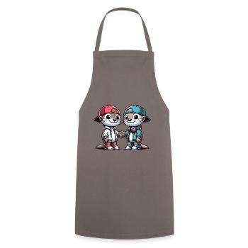 Two Cute Otter Buddies Buddies Forever - Cooking Apron - grey - Front - AI Model Male 185 dark (185cm)