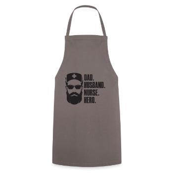Papa Mari Infirmière Héroïne - Infirmière soignante - Tablier de cuisine - gris - Devant - AI Model Male 185 dark (185cm)