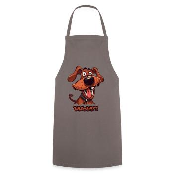 Wau Wow lustiger Cartoon Hund - Kochschürze - Grau - Vorne - AI Model Male 185 dark (185cm)