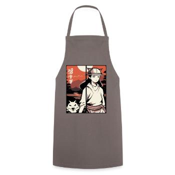Fille d’anime japonaise : je le fais de cette façon - Tablier de cuisine - gris - Devant - AI Model Male 185 dark (185cm)