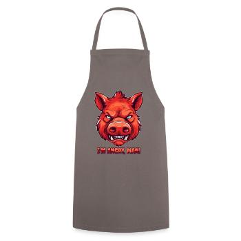 I'm Angry, Man - Angry Wild Pig - Cooking Apron - grey - Front - AI Model Male 185 dark (185cm)