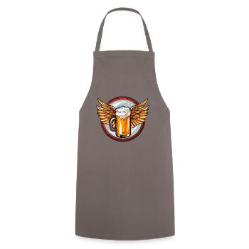 Bier mit Flügeln - Kochschürze - Grau - Vorne - AI Model Male 185 dark (185cm)