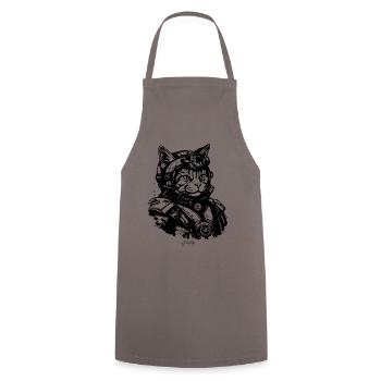 A Space Marine Cat - Cooking Apron - grey - Front - AI Model Male 185 dark (185cm)