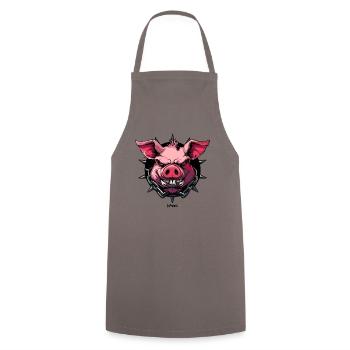 Das mächtige Gothic Schwein - Kochschürze - Grau - Vorne - AI Model Male 185 dark (185cm)