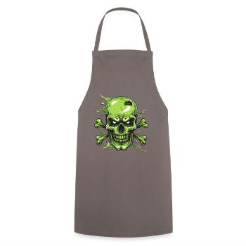 Green skull and bones, skull and crossbones - Cooking Apron - grey - Front - AI Model Male 185 dark (185cm)