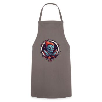 Schwer Super-Duty-Cool Zombie-Schädel-Rock - Kochschürze - Grau - Vorne - AI Model Male 185 dark (185cm)