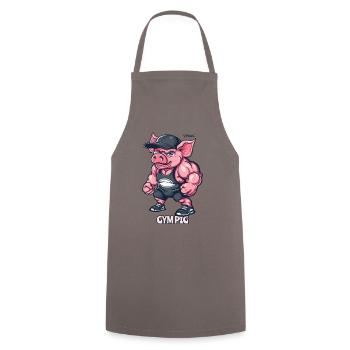 Bodybuilder Muscle Gym Cochon - Tablier de cuisine - gris - Devant - AI Model Male 185 dark (185cm)