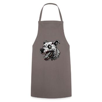 White head of a zombie dog - Cooking Apron - grey - Front - AI Model Male 185 dark (185cm)