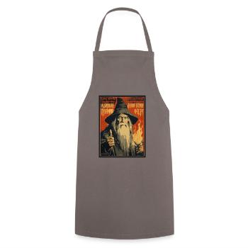 Parody for the Grey Mages Guild - Cooking Apron - grey - Front - AI Model Male 185 dark (185cm)