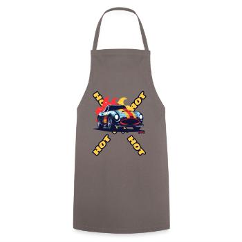 Heiß, heiß, heiß! Super Sport Cartoon Auto - Kochschürze - Grau - Vorne - AI Model Male 185 dark (185cm)