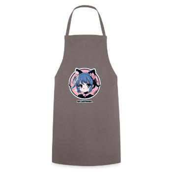 The cutest cute anime girl, don't say anything - Cooking Apron - grey - Front - AI Model Male 185 dark (185cm)