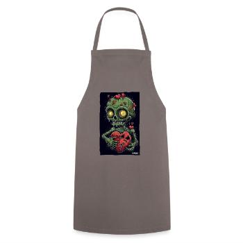 petit zombie extraterrestre vert avec un grand cœur - Tablier de cuisine - gris - Devant - AI Model Male 185 dark (185cm)
