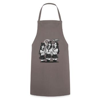 Conception de fille d’anime - Tablier de cuisine - gris - Devant - AI Model Male 185 dark (185cm)