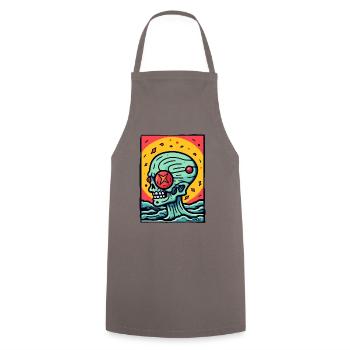 Super cool abstract colorful skull - Cooking Apron - grey - Front - AI Model Male 185 dark (185cm)