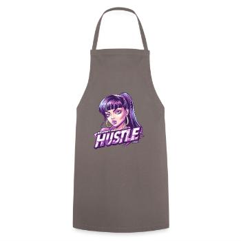 Hustler Girl: Respect the Stake - Cooking Apron - grey - Front - AI Model Male 185 dark (185cm)