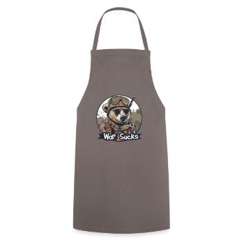 Cool soldier bear the bear-soldier: War is stupid - Cooking Apron - grey - Front - AI Model Male 185 dark (185cm)
