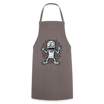Pop Art : Monstre momie de dessin animé effrayé - Tablier de cuisine - gris - Devant - AI Model Male 185 dark (185cm)