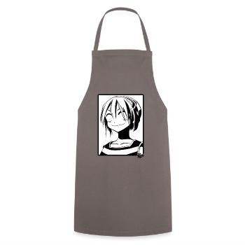 Dessin animé d’une fille heureuse satisfaite - Tablier de cuisine - gris - Devant - AI Model Male 185 dark (185cm)
