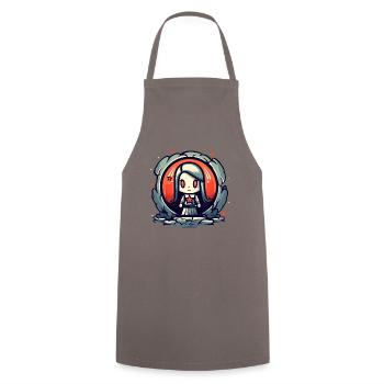 Cute and Cool Cartoon Girl: More Than Cute - Cooking Apron - grey - Front - AI Model Male 185 dark (185cm)
