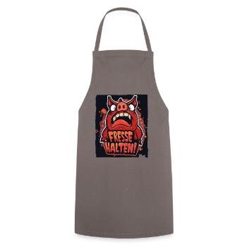 Crazy pig - The pig roars: Shut - Cooking Apron - grey - Front - AI Model Male 185 dark (185cm)