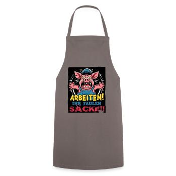 Foreman Pig, Working Her Lazy Sacks - Cooking Apron - grey - Front - AI Model Male 185 dark (185cm)
