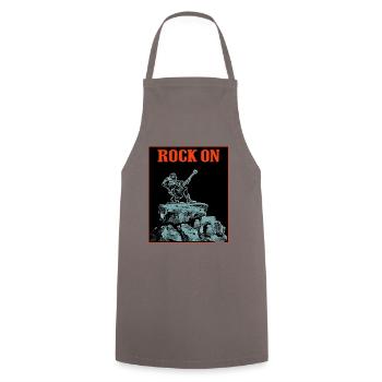 Musique du rock : sur un rocher avec guitare - Tablier de cuisine - gris - Devant - AI Model Male 185 dark (185cm)