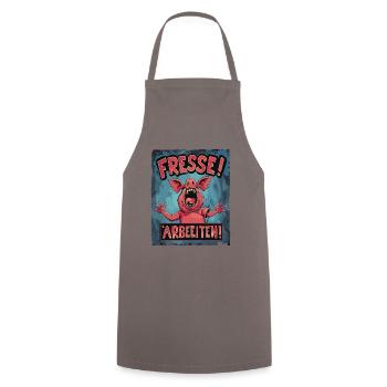 The sow the crazy pig - keep your mouth shut, work - Cooking Apron - grey - Front - AI Model Male 185 dark (185cm)