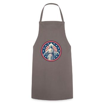 Patriotischer Amerikanischer Jesus - Kochschürze - Grau - Vorne - AI Model Male 185 dark (185cm)