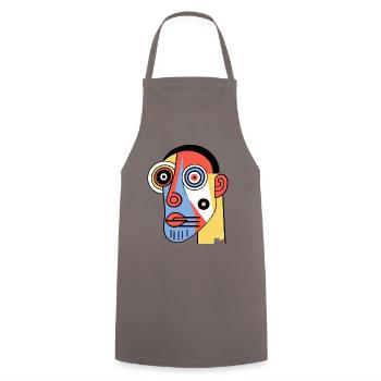 Abstract Cubism Art of a Caveman - Cooking Apron - grey - Front - AI Model Male 185 dark (185cm)