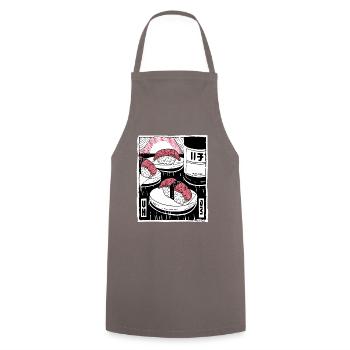Japanisches Restaurant: Sushi-Rausch - Kochschürze - Grau - Vorne - AI Model Male 185 dark (185cm)