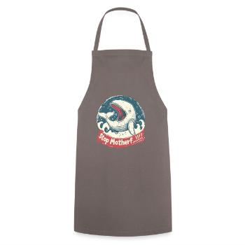 Endangered species: Whale, STOP MOTHER... - Cooking Apron - grey - Front - AI Model Male 185 dark (185cm)