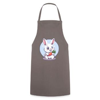Cute, funny, happy bunny with carrot - Cooking Apron - grey - Front - AI Model Male 185 dark (185cm)