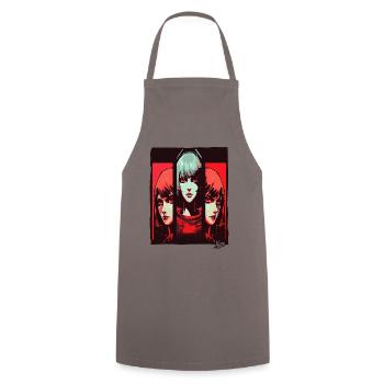 Cyber Sci-Fi: Cartoon Girl in Space - Cooking Apron - grey - Front - AI Model Male 185 dark (185cm)