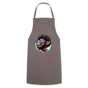 Funky Cool Afro Hair : Disco Pig - Tablier de cuisine - gris - Devant - AI Model Male 185 dark (185cm)