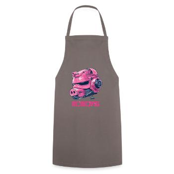 Robo-Pig: The Cybernetic Robot Pig - Cooking Apron - grey - Front - AI Model Male 185 dark (185cm)