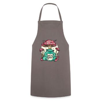 Fat Little Frog Monster and Mushrooms - Cooking Apron - grey - Front - AI Model Male 185 dark (185cm)