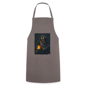 Dunkler Sensenmann mit Öllampe - Kochschürze - Grau - Vorne - AI Model Male 185 dark (185cm)
