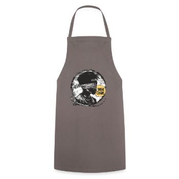 Spreng die Ketten! - Kochschürze - Grau - Vorne - AI Model Male 185 dark (185cm)