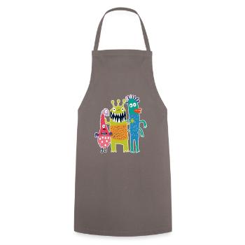 Drei lustige kleine freche Monster - Kochschürze - Grau - Vorne - AI Model Male 185 dark (185cm)